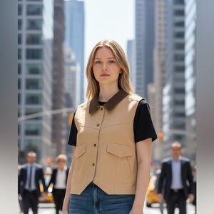 Very J Tan and Brown Collar Vest Size Large